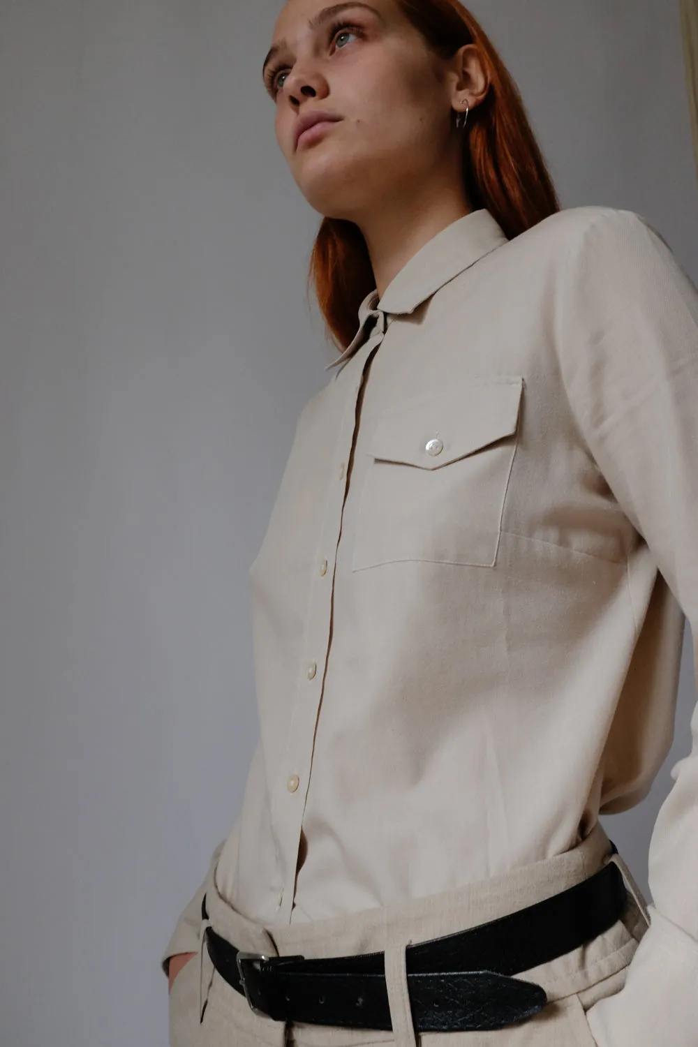 0066_BEIGE VINTAGE SLIM SHIRT