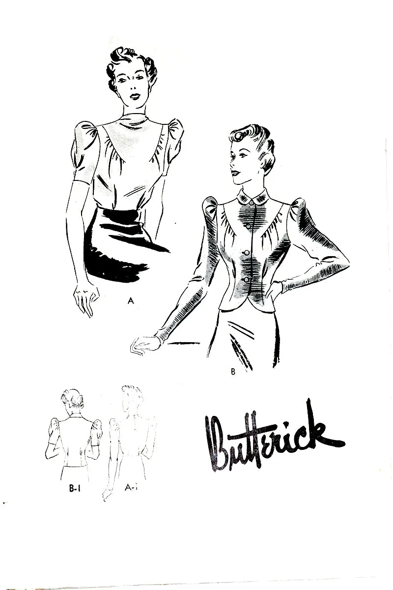 1930s Butterick 8097 Vintage 1940s Blouse Pattern