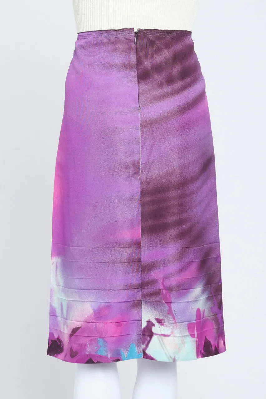 2004 Purple Ombre Printed Vintage Knee-Length Skirt