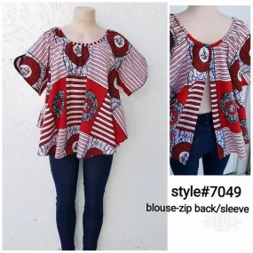 #7049- Authentic African print bell blouse