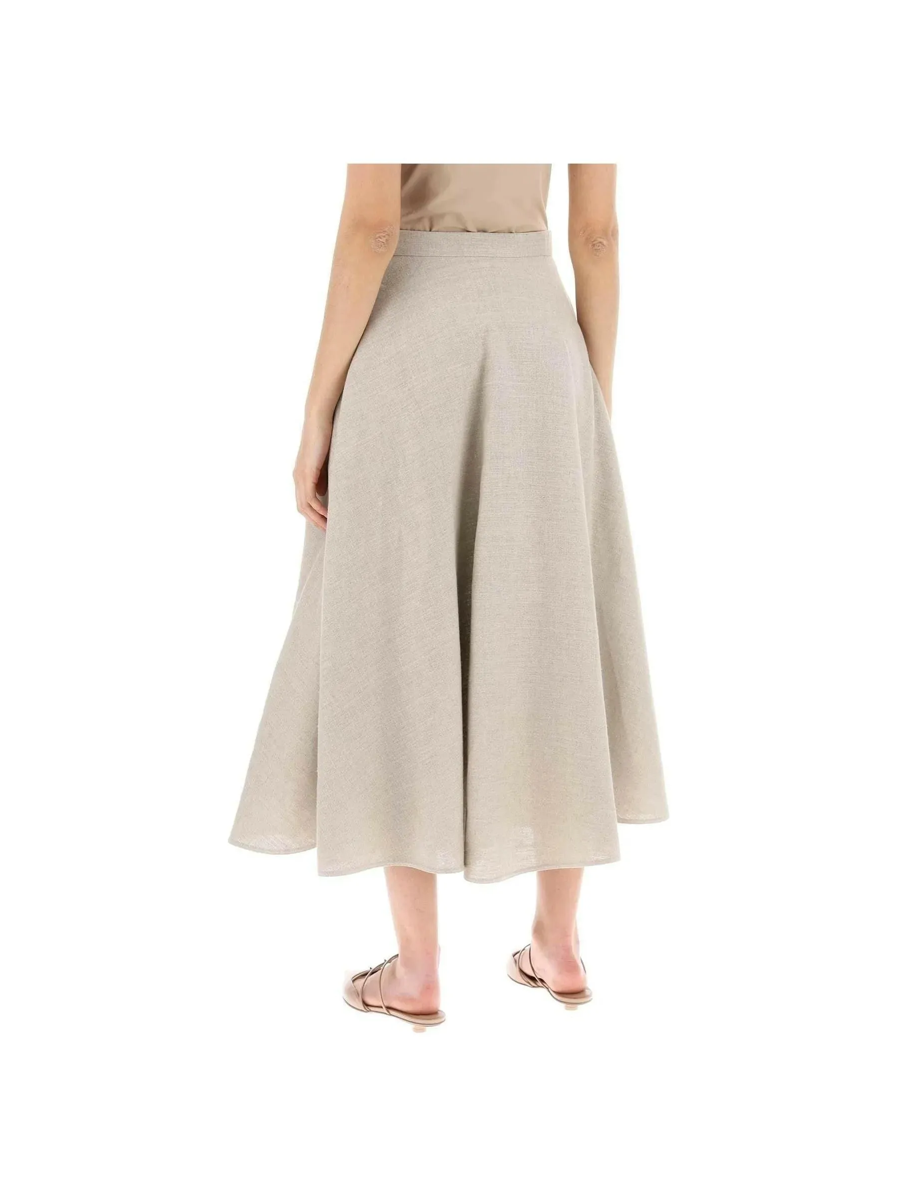 A-Line Midi Skirt in Linen