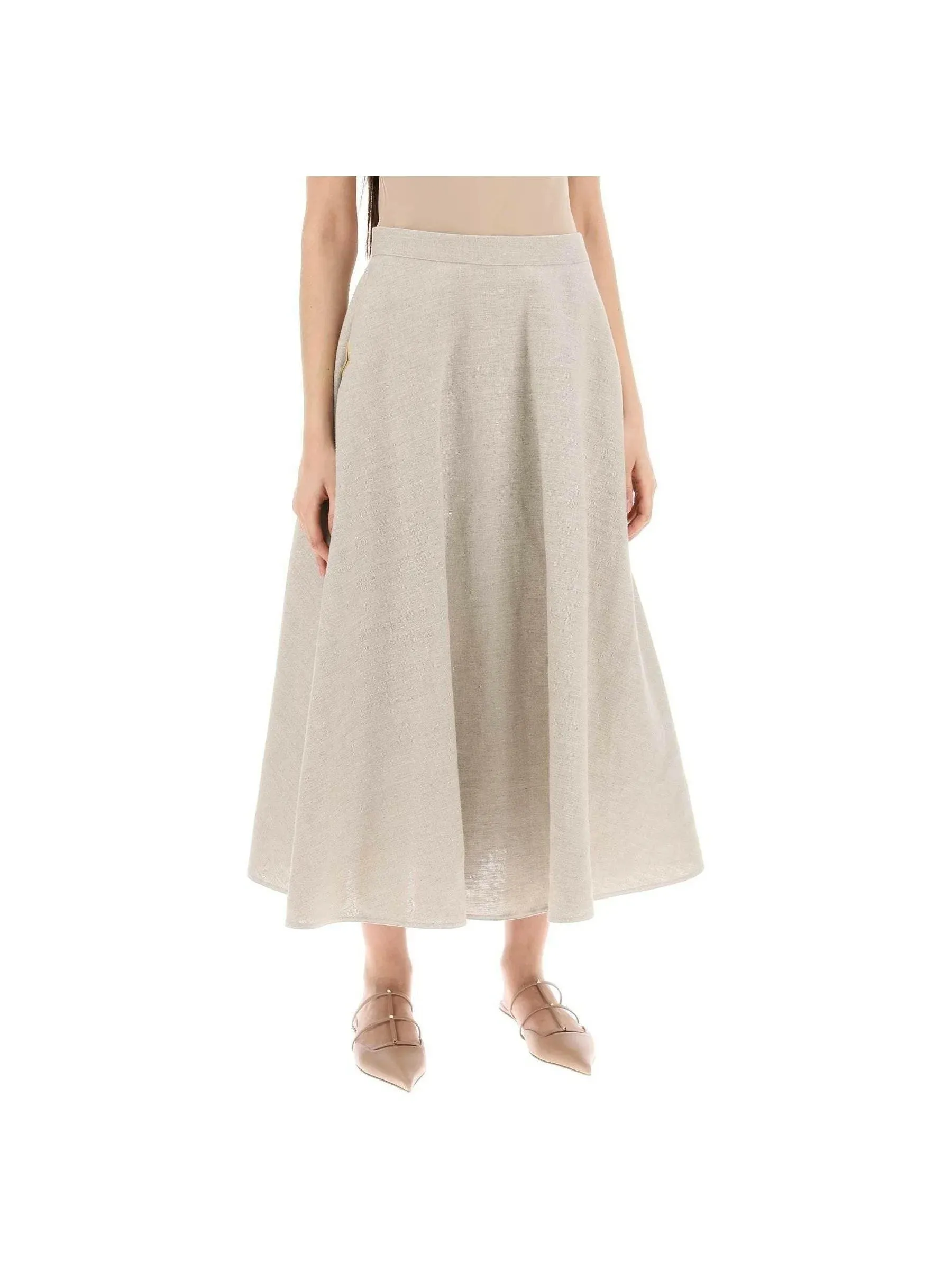 A-Line Midi Skirt in Linen