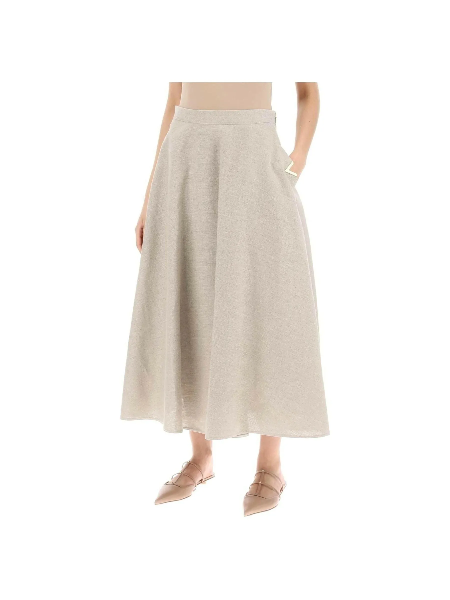 A-Line Midi Skirt in Linen