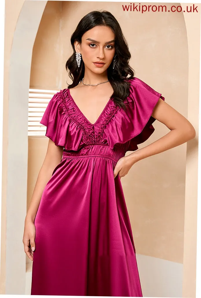 A-Line Prom Dresses Tea-Length V-neck Iris