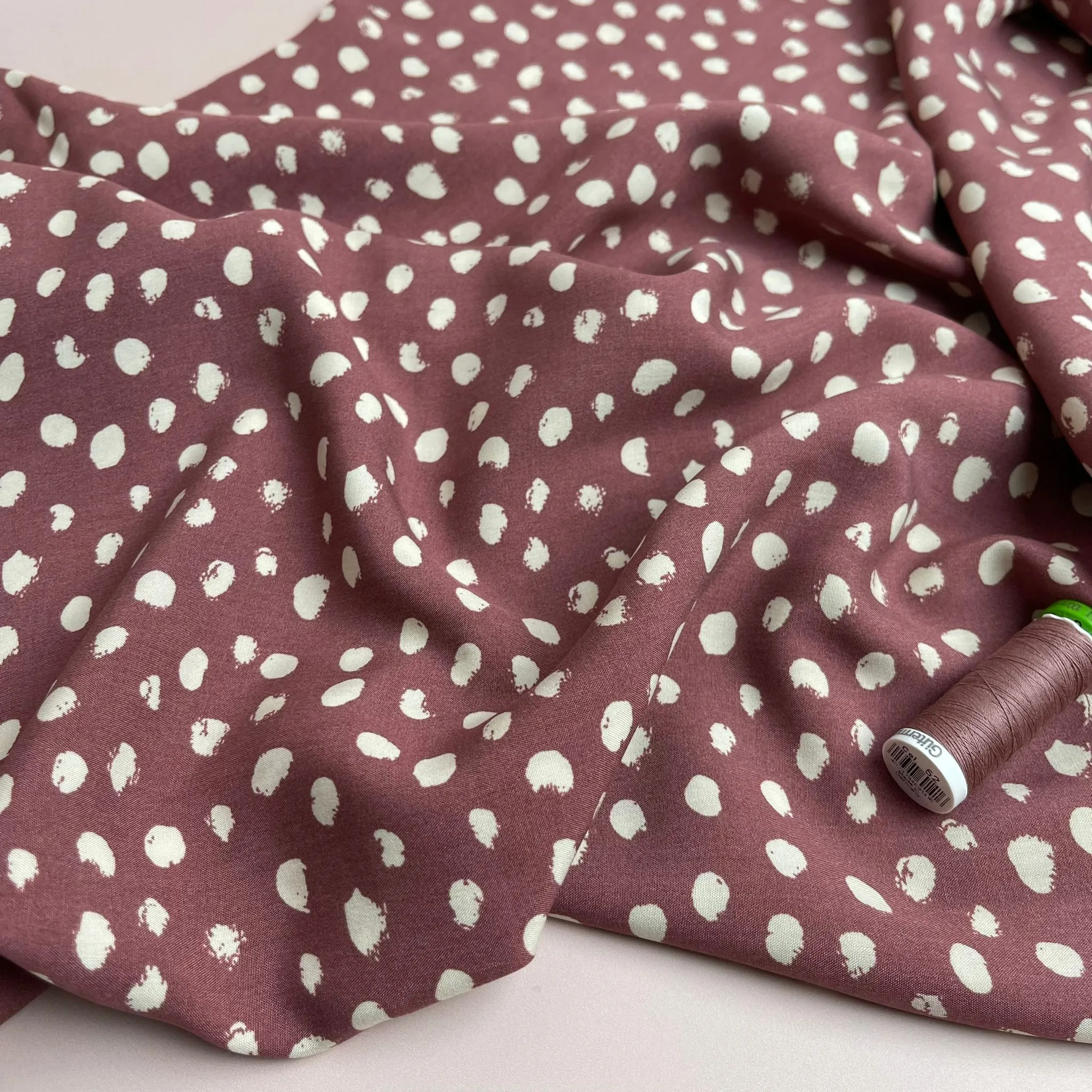 Abstract Dots on Mauve Viscose Fabric