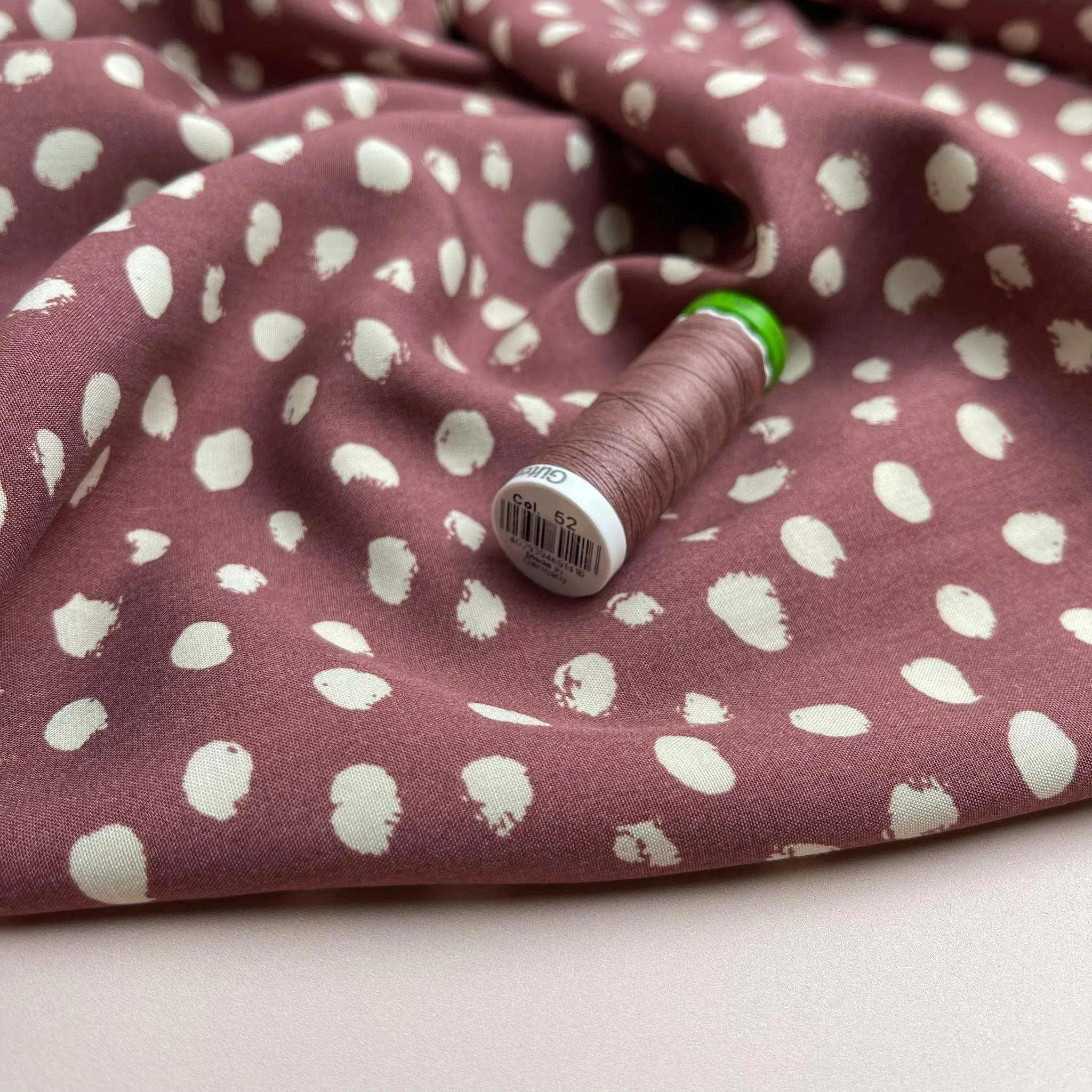 Abstract Dots on Mauve Viscose Fabric