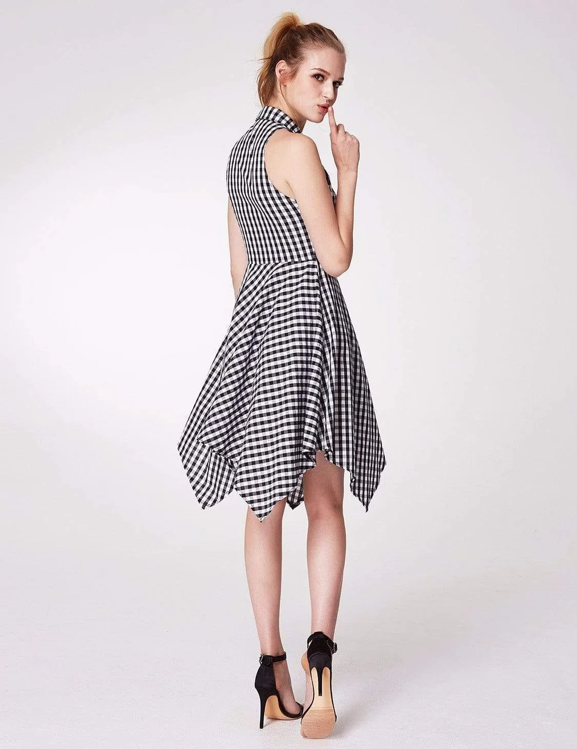 Alisa Pan Button Up Fit and Flare Gingham Dress