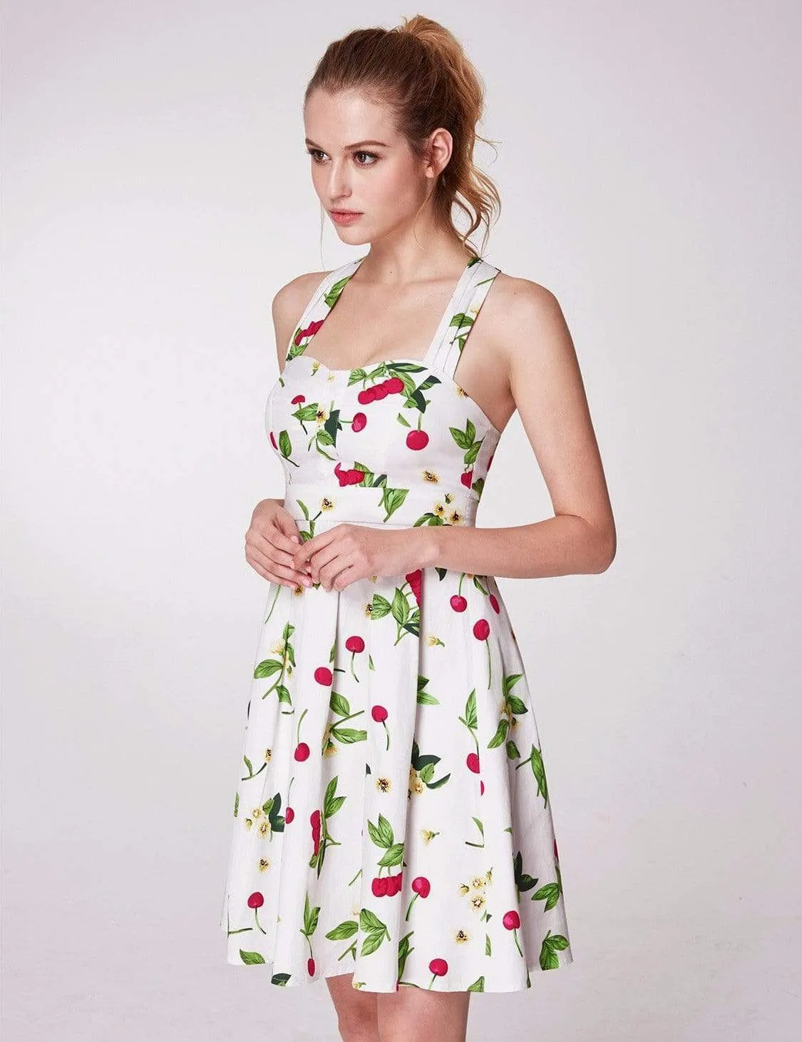 Alisa Pan Retro Cherry Print Fit and Flare Dress