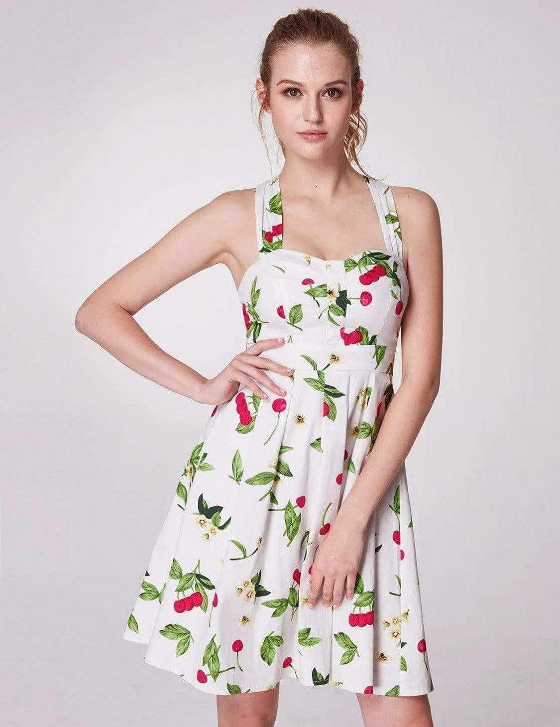 Alisa Pan Retro Cherry Print Fit and Flare Dress