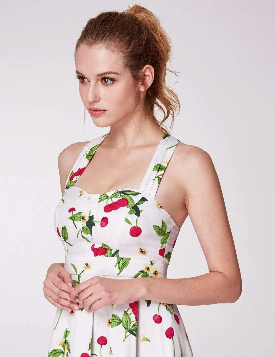 Alisa Pan Retro Cherry Print Fit and Flare Dress