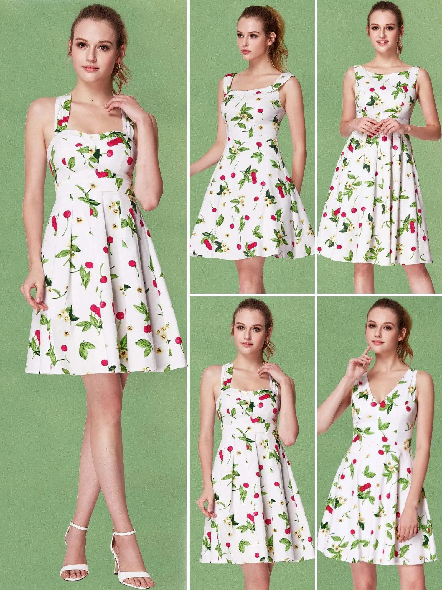 Alisa Pan Retro Cherry Print Fit and Flare Dress