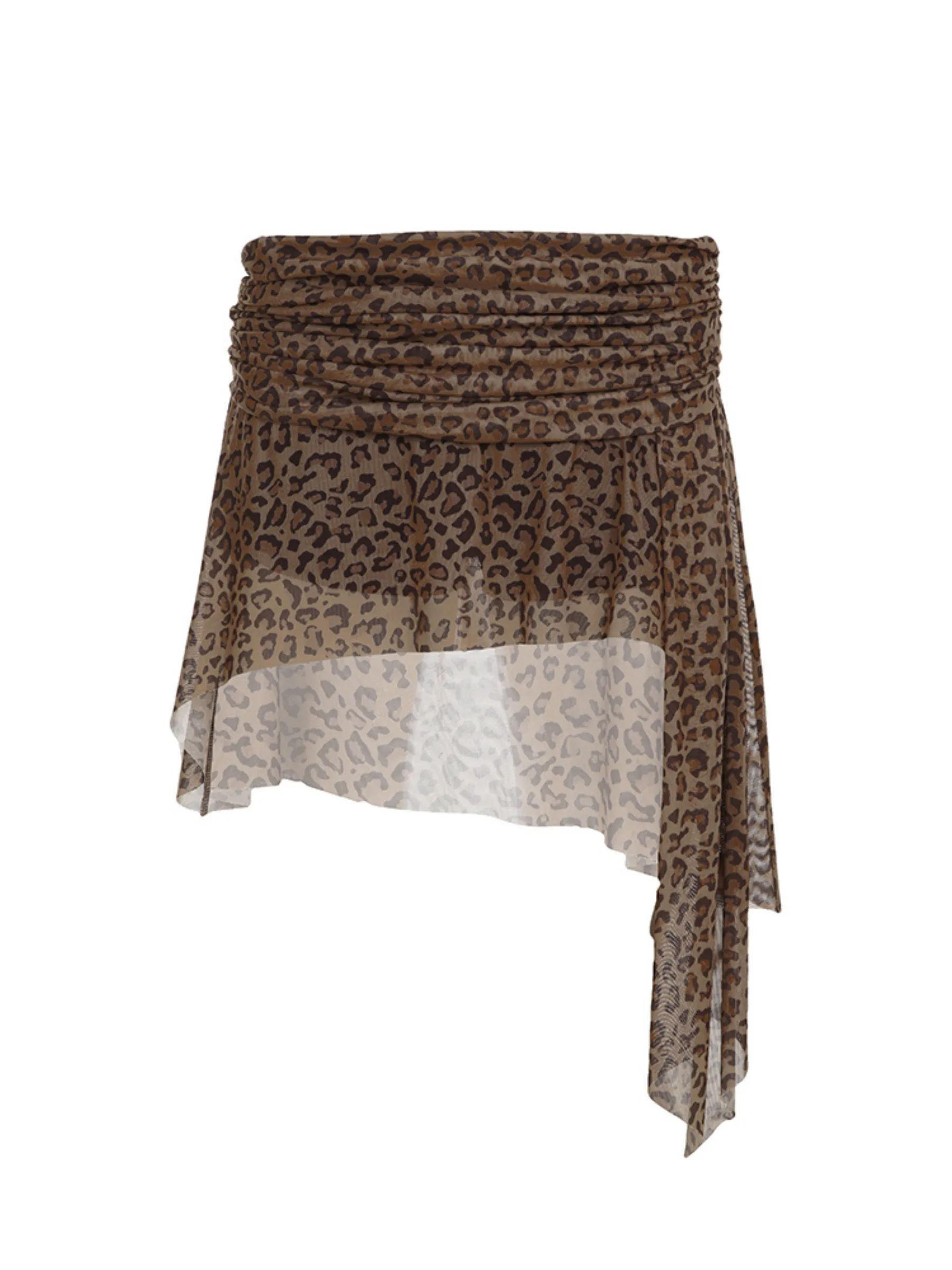 Amaya Leopard Mesh Irregular Skirt