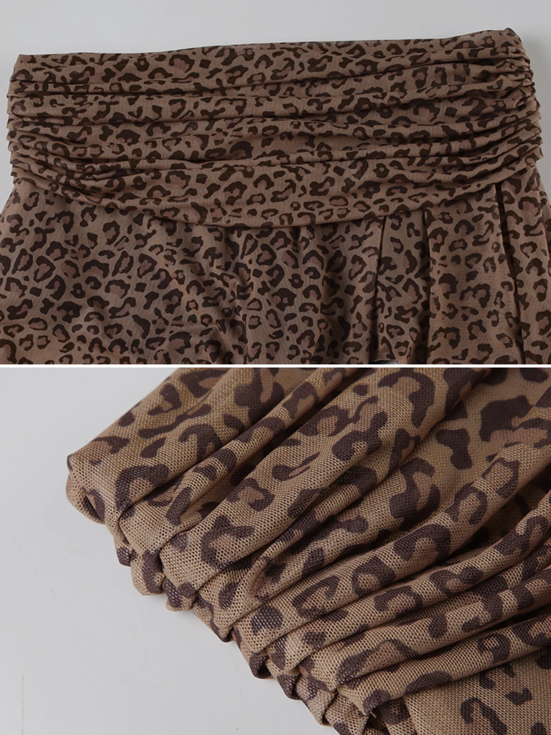 Amaya Leopard Mesh Irregular Skirt