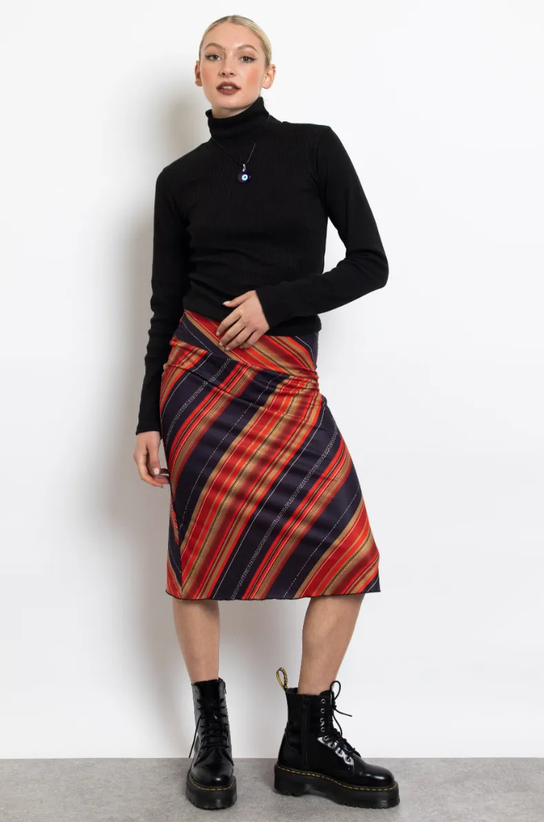 Asymmetrical Striped Midi Skirt-FINAL SALE