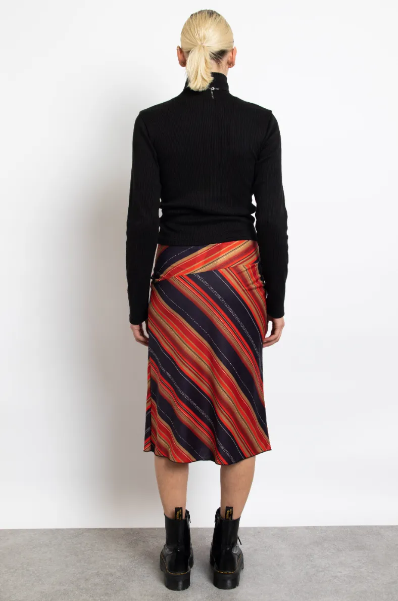 Asymmetrical Striped Midi Skirt-FINAL SALE