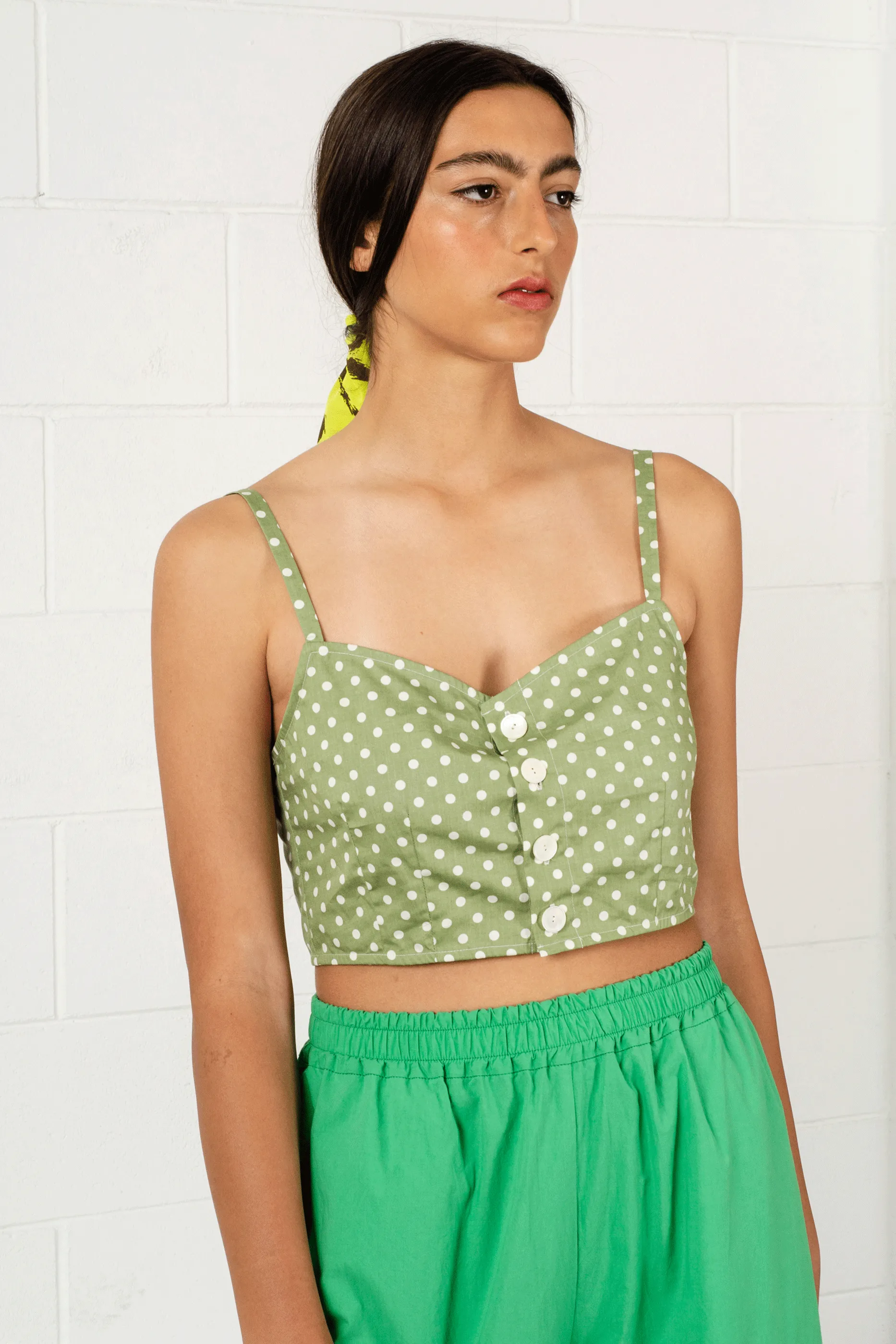 Ayan Crop - Sage Polka Dot