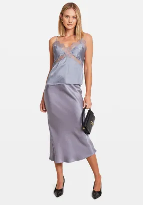 BAR SILK SKIRT GREY