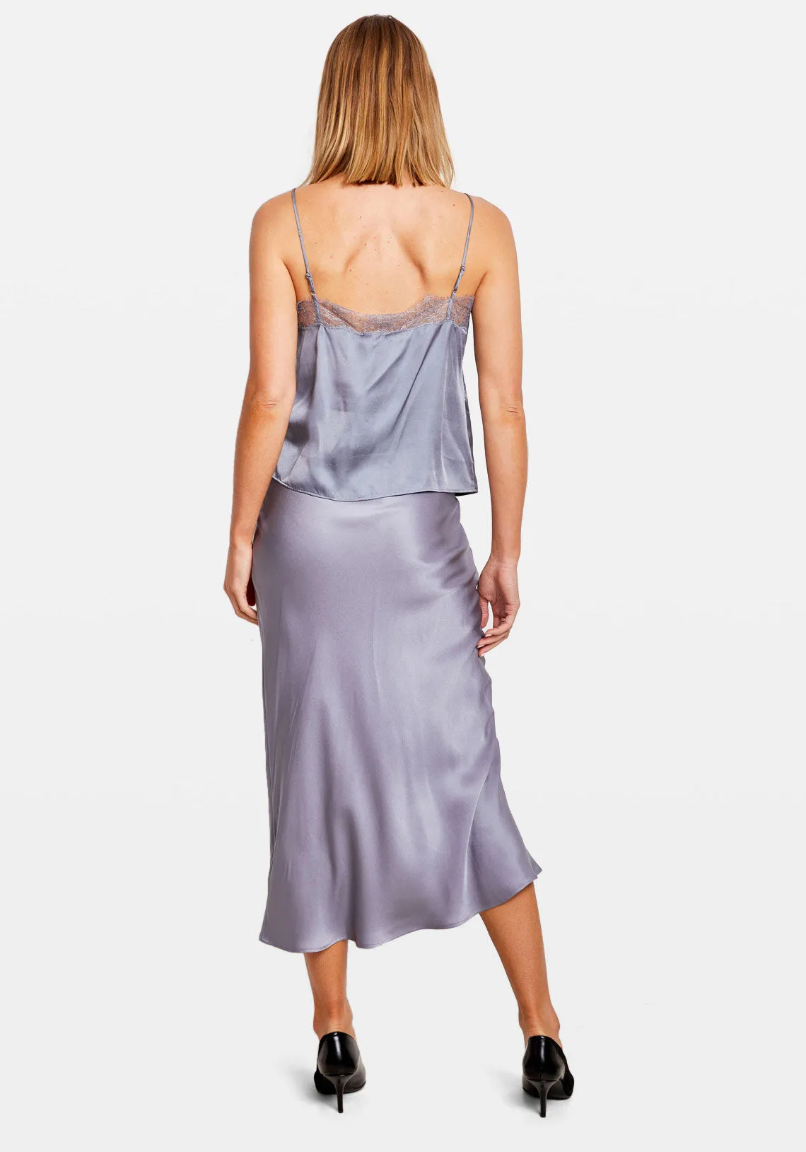 BAR SILK SKIRT GREY