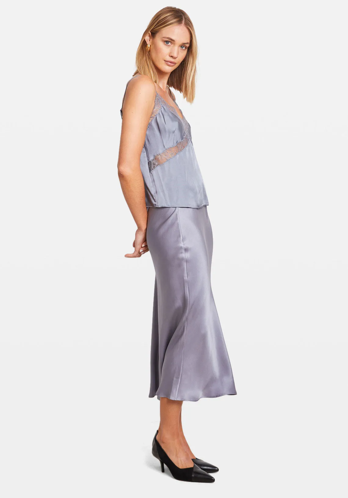 BAR SILK SKIRT GREY