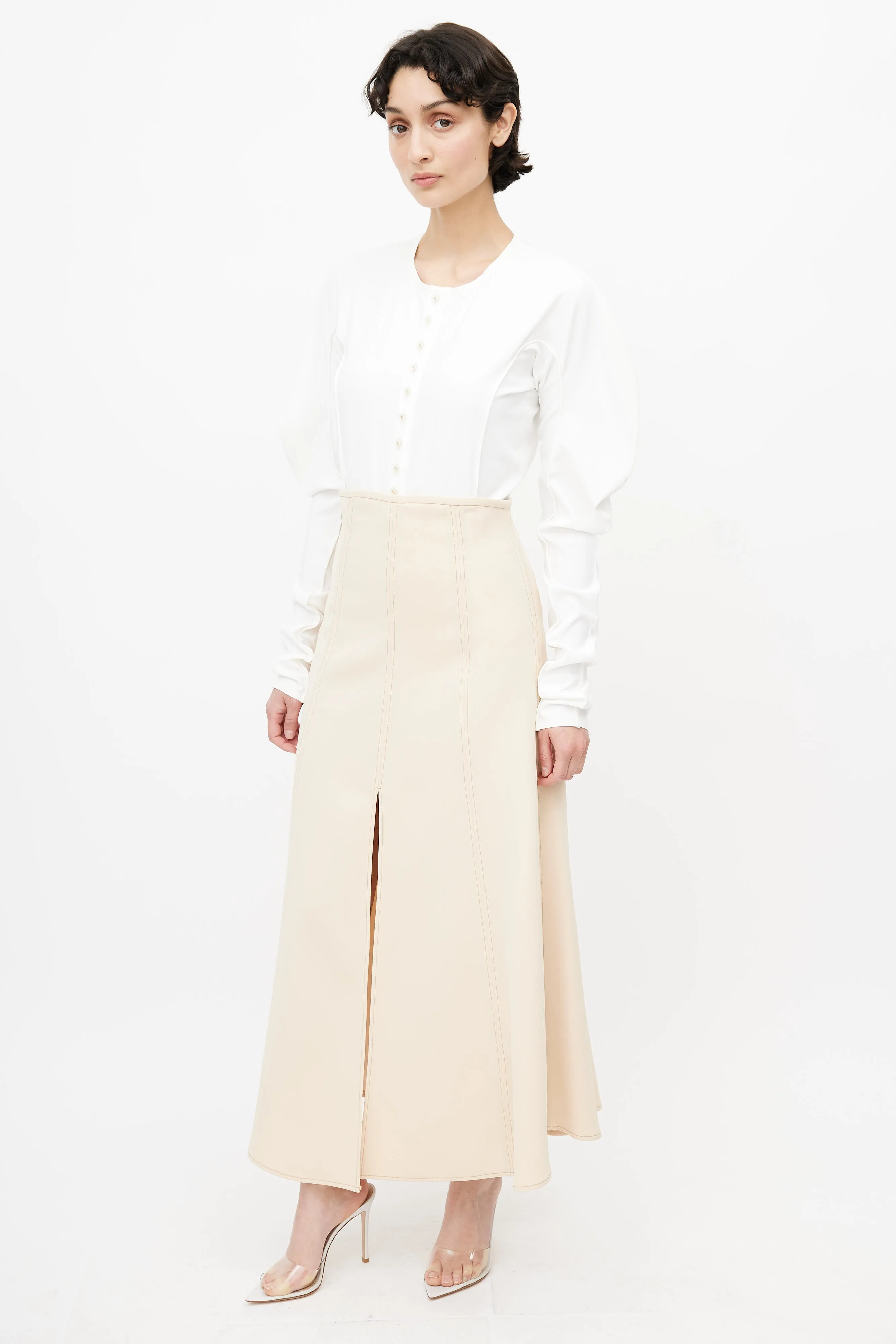 Beige Gulliver High Waisted Skirt