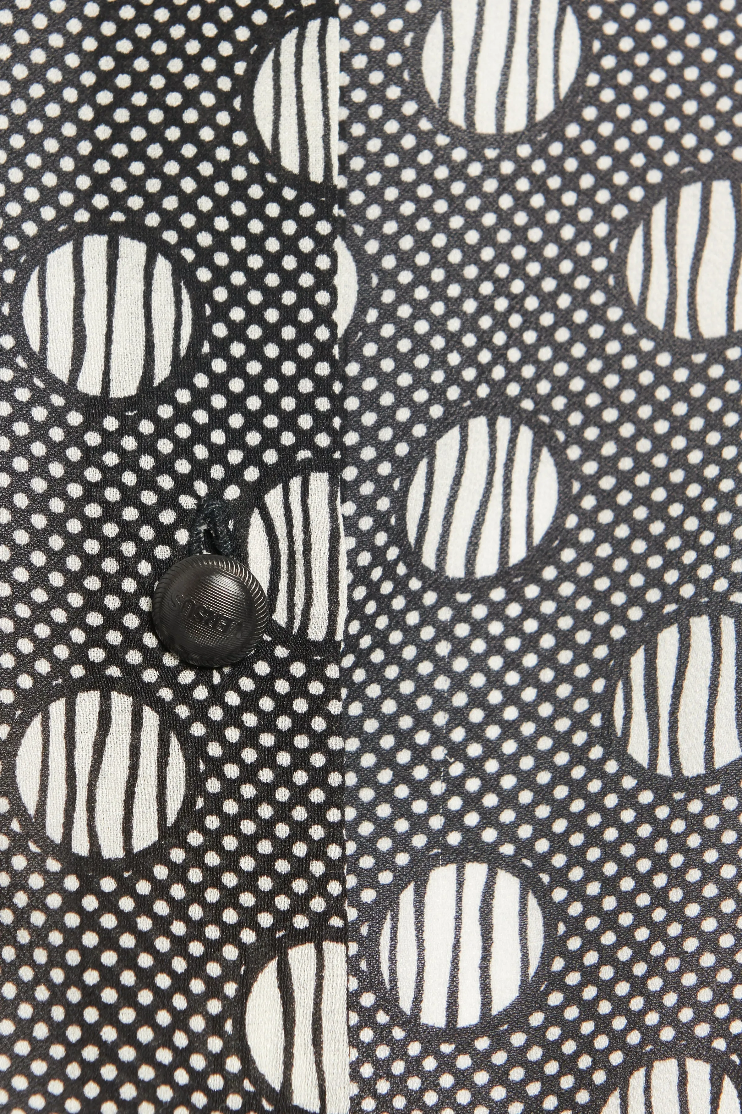 Black and White Silk Circle Printed Preowned Shirt