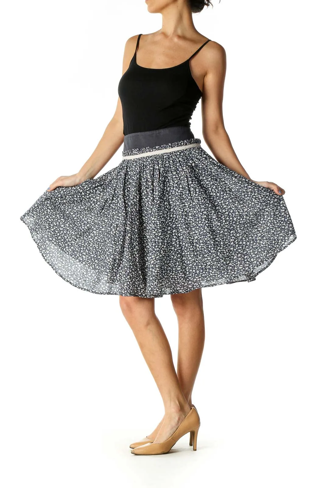 Black Animal Print Retro Flared Skirt