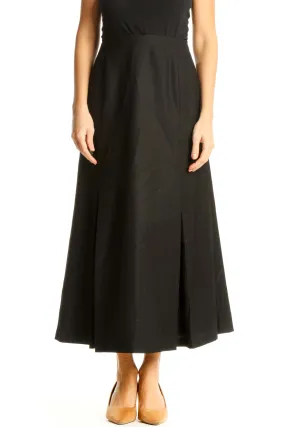 Black Casual Flared Skirt