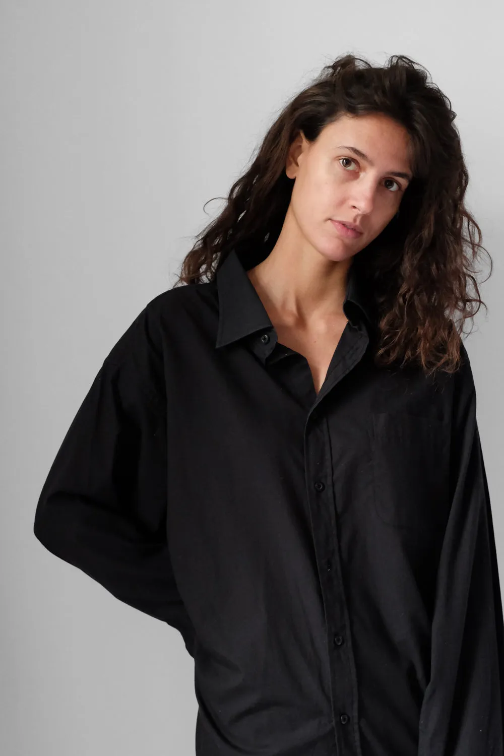 BLACK COTTON OVERSHIRT