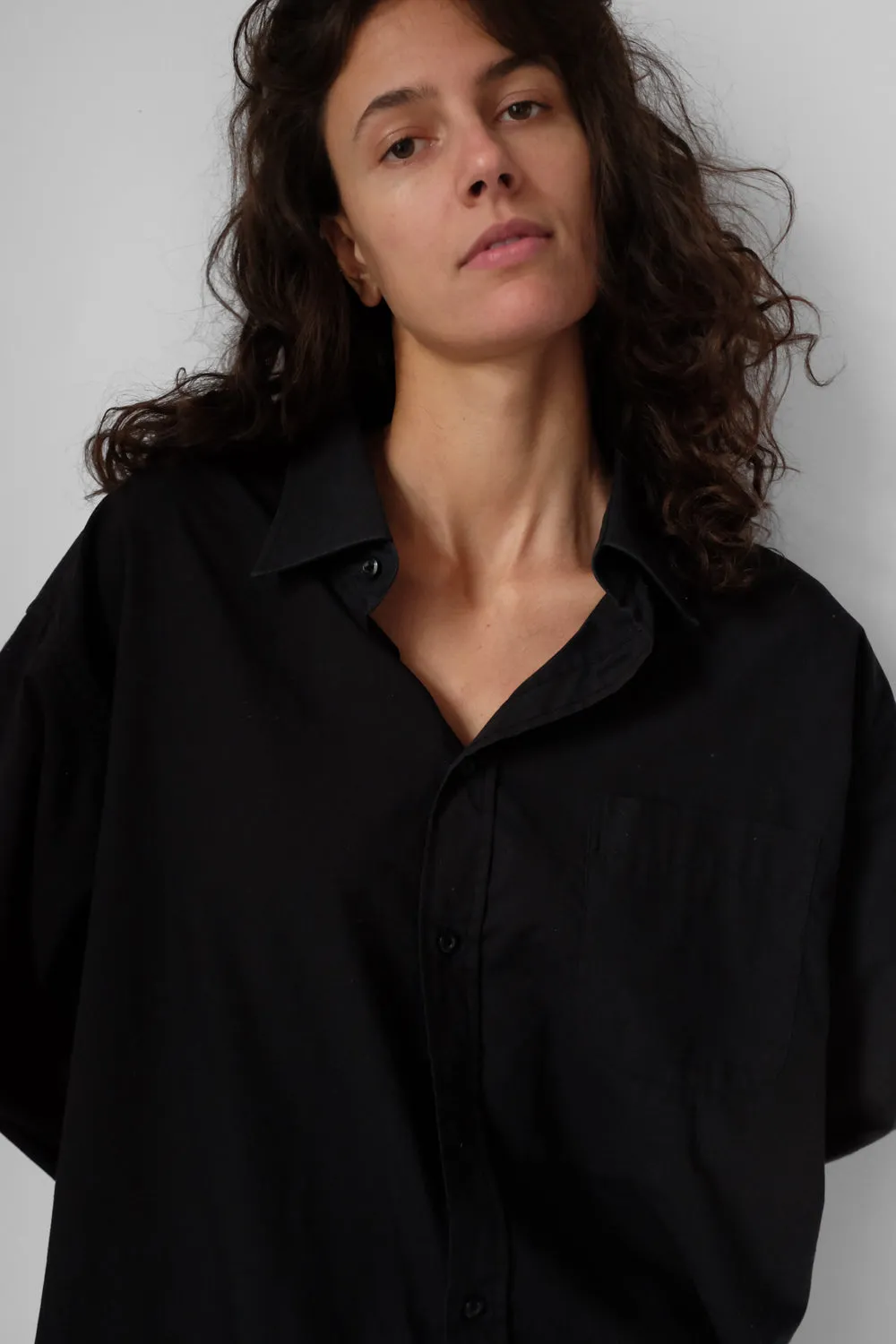 BLACK COTTON OVERSHIRT