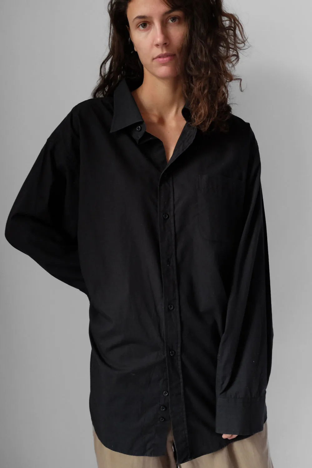 BLACK COTTON OVERSHIRT