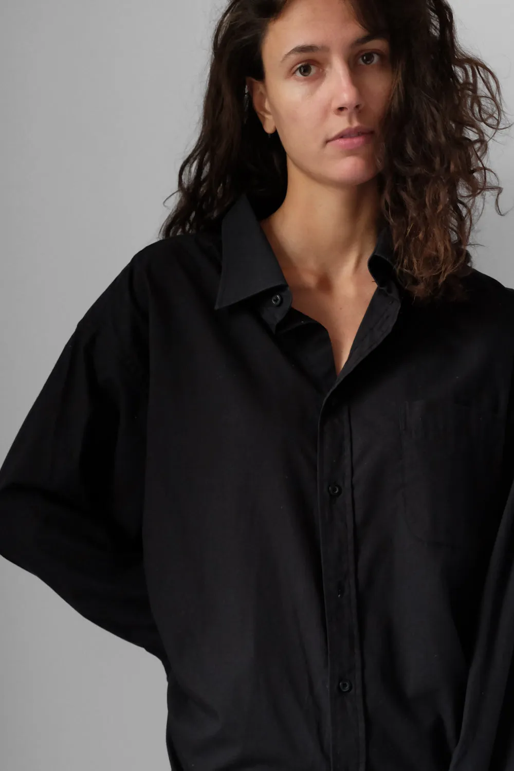 BLACK COTTON OVERSHIRT