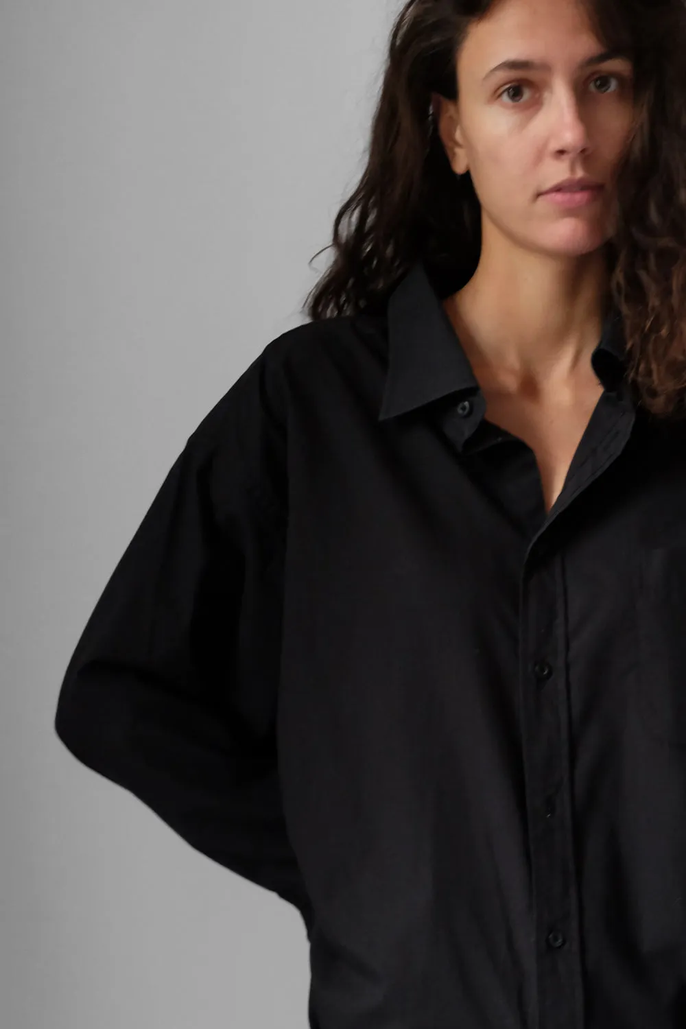 BLACK COTTON OVERSHIRT