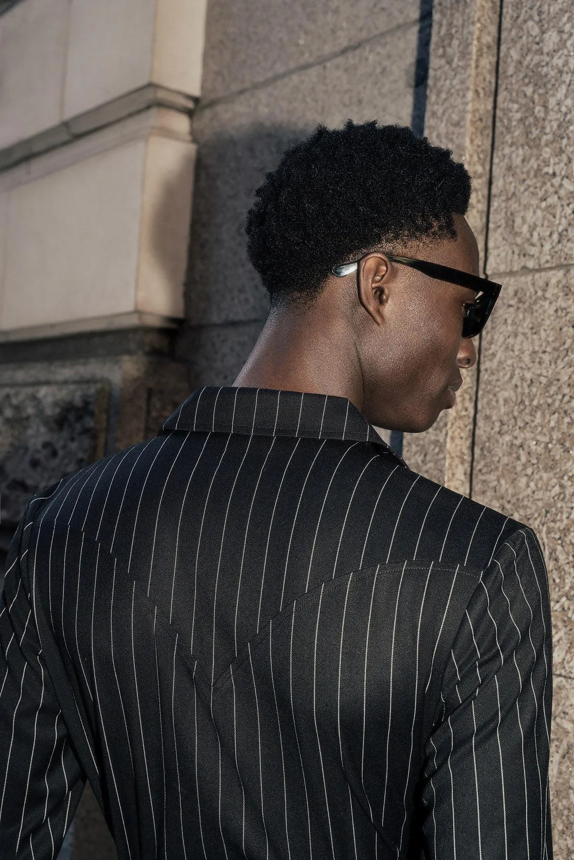 Black Double Breasted Pinstripe Shirt