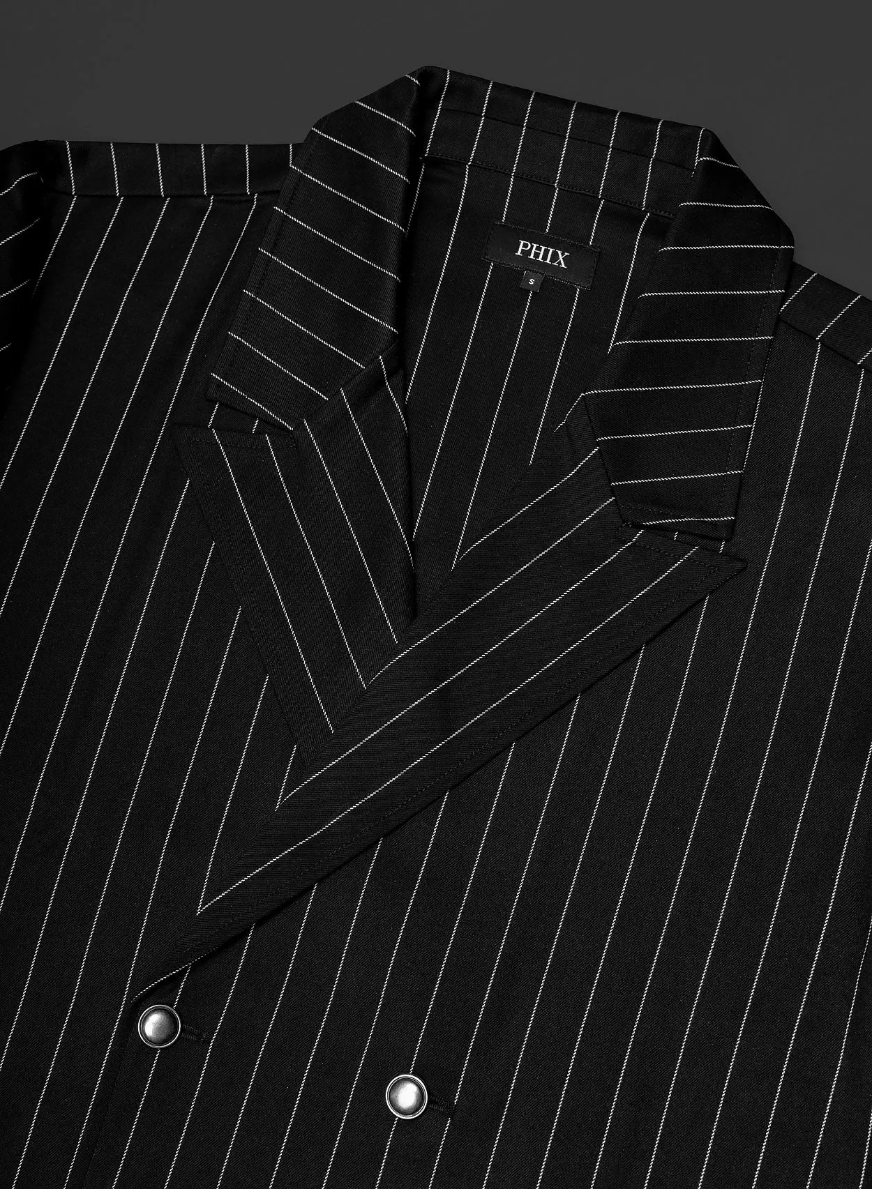 Black Double Breasted Pinstripe Shirt