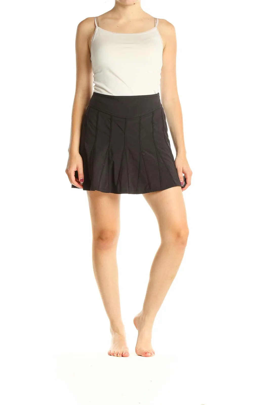 Black Pleated Activewear Skort