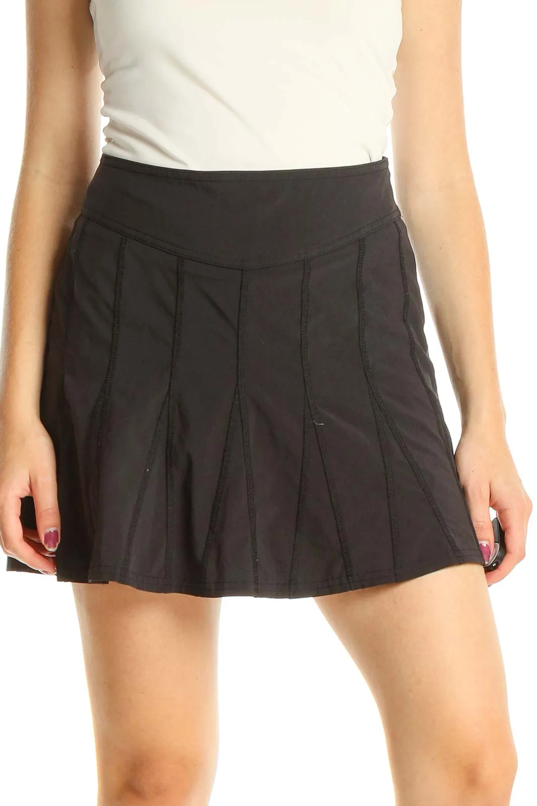 Black Pleated Activewear Skort