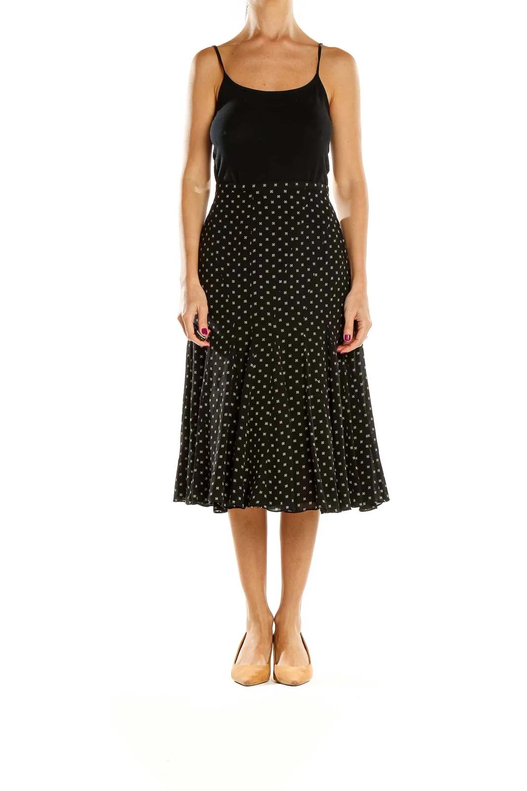 Black Polka Dot Midi Skirt