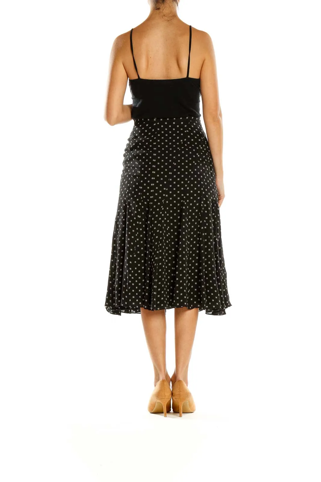 Black Polka Dot Midi Skirt