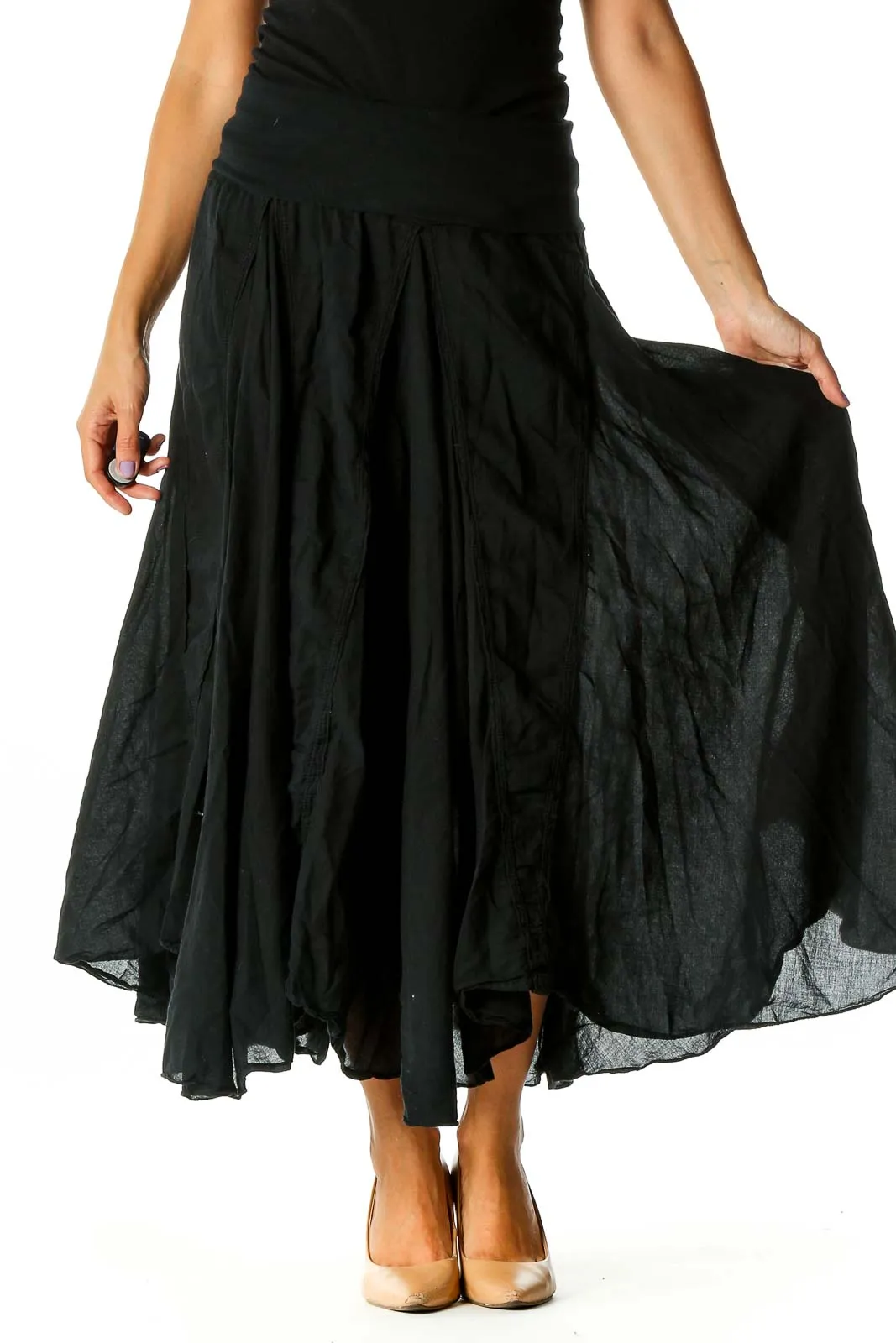 Black Retro Flared Skirt