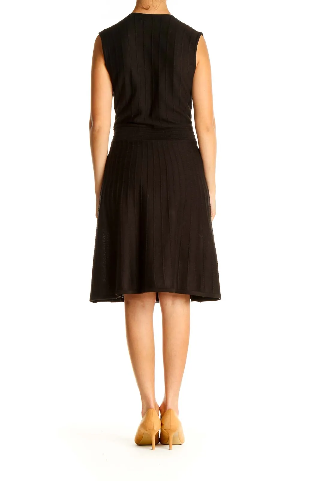 Black Solid Work Fit & Flare Dress