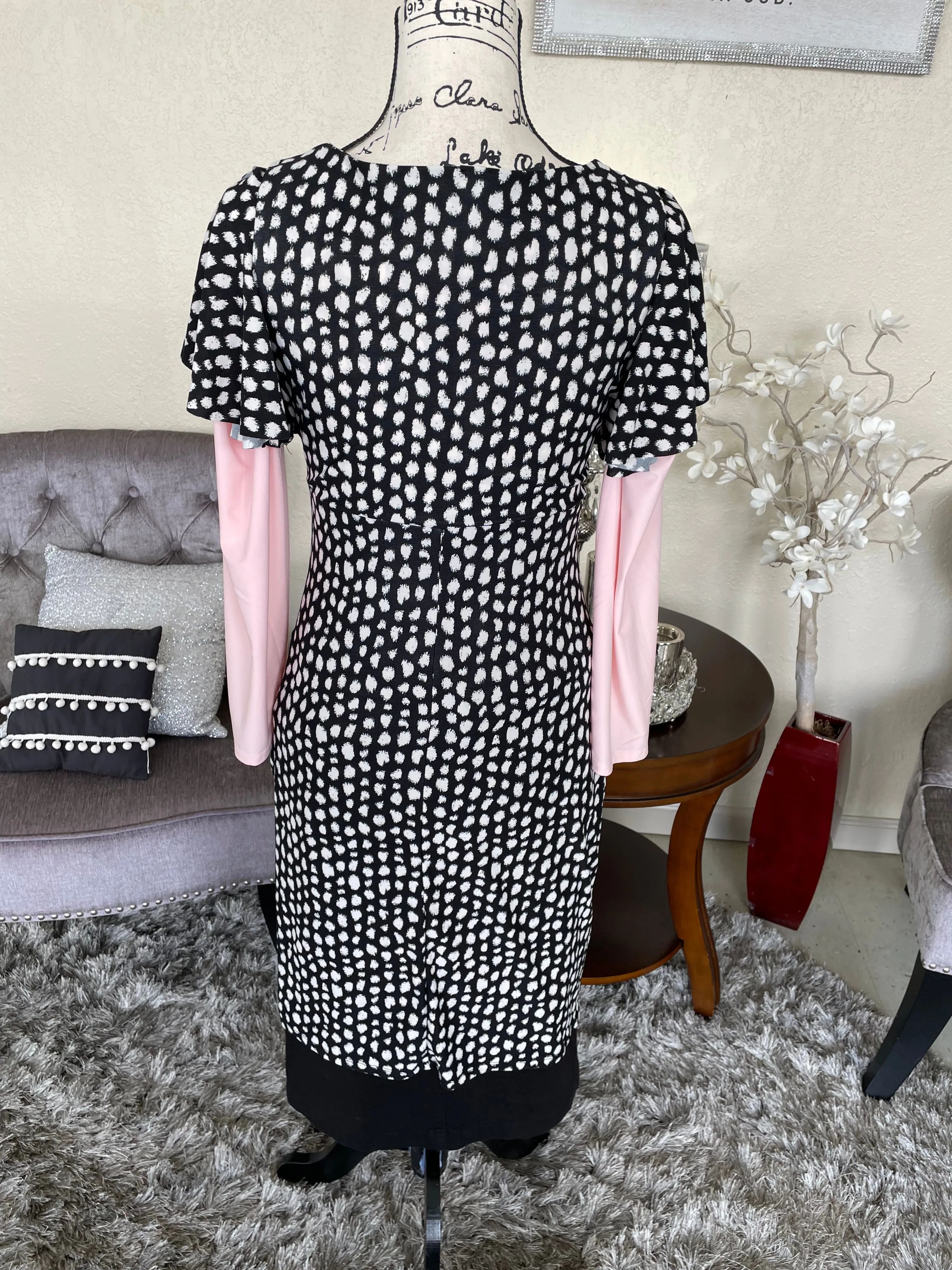 Black/White Polka Dot Midi Dress