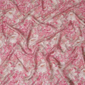 Blossom Harmony Viscose Crepe Fabric, 110cm Wide – A Symphony of Pink Florals-D18401