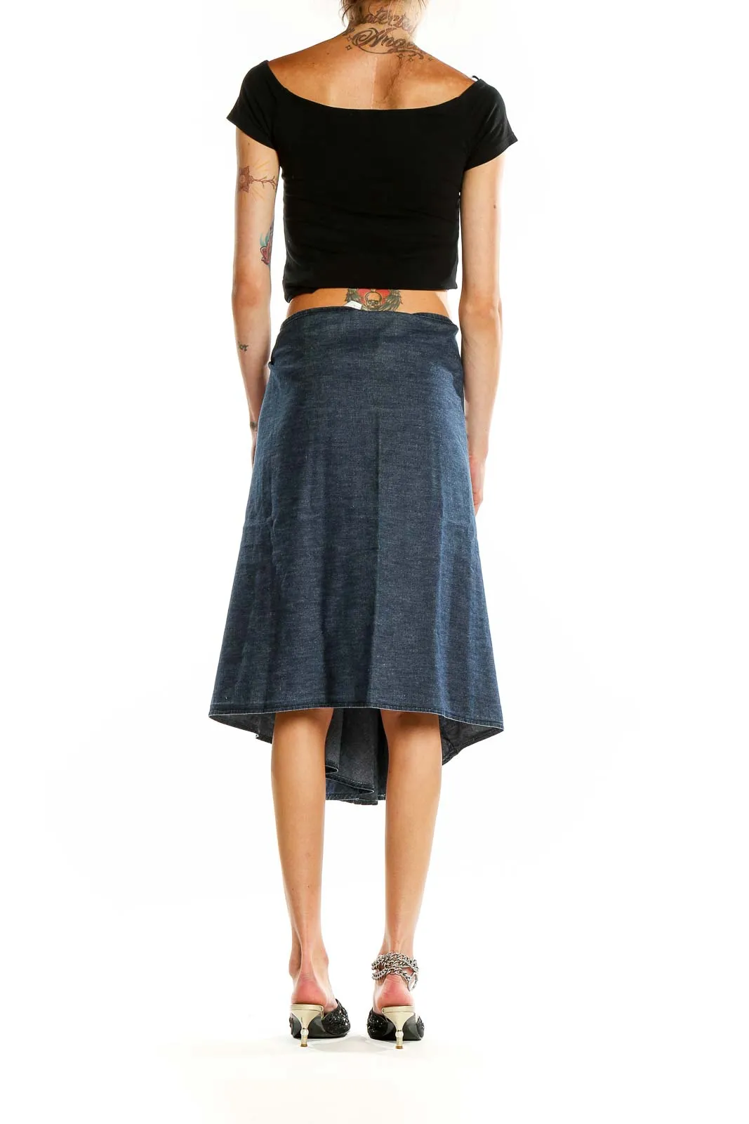 Blue Denim Flared Skirt