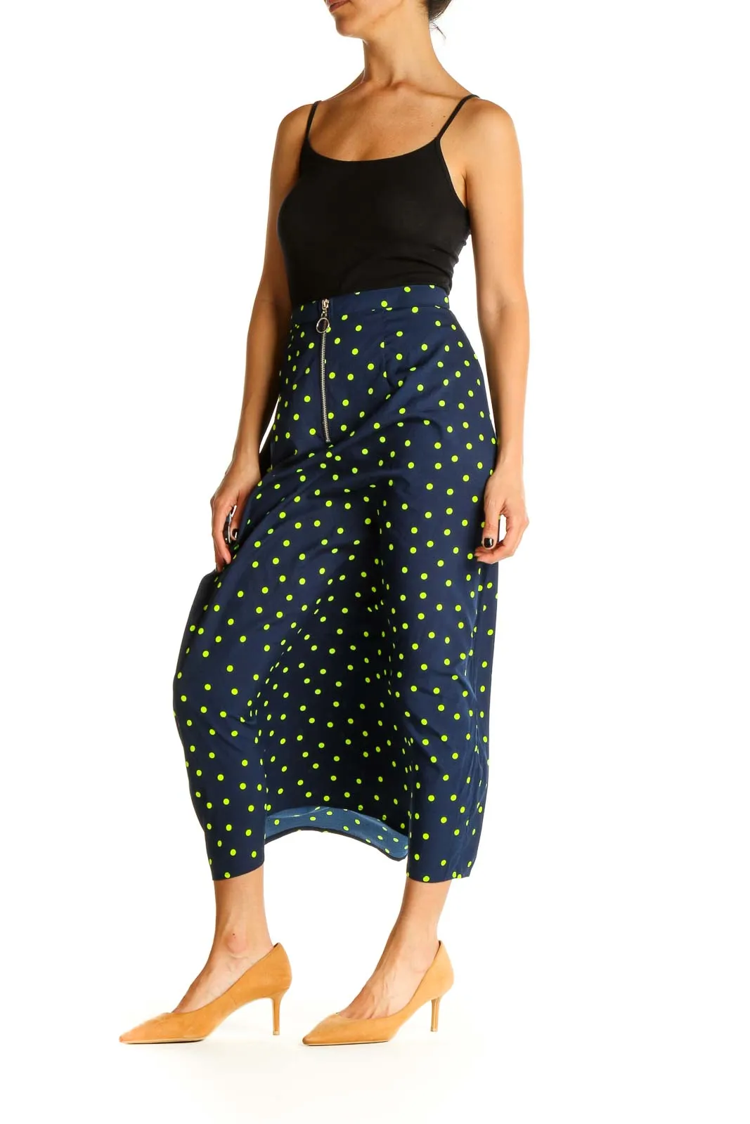 Blue Polka Dot Chic A-Line Skirt