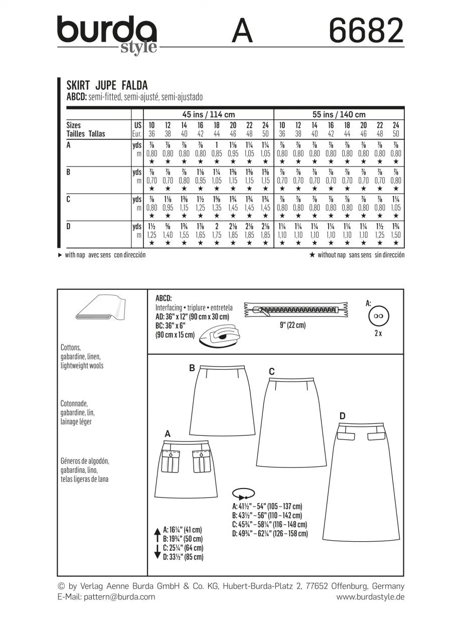 Burda Skirts 6682