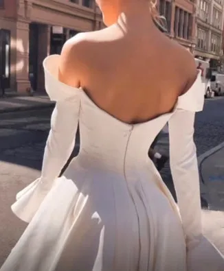 Celine Off Shoulder Satin Wedding Dress All Sizes/Colors