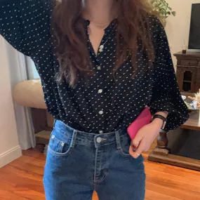 Chic Retro Polka Dot Blouse for Women