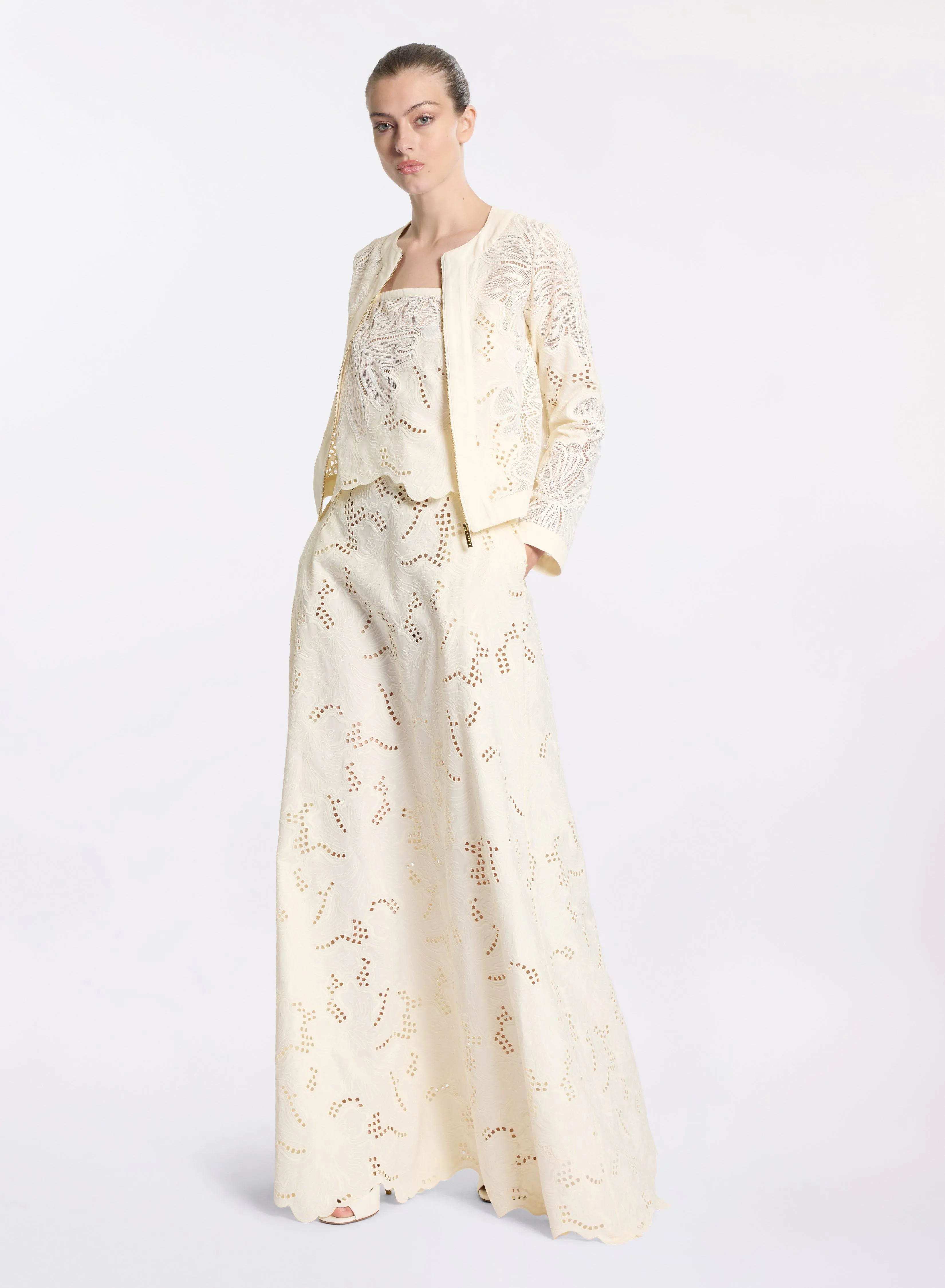 Cotton Embroidered Long Skirt