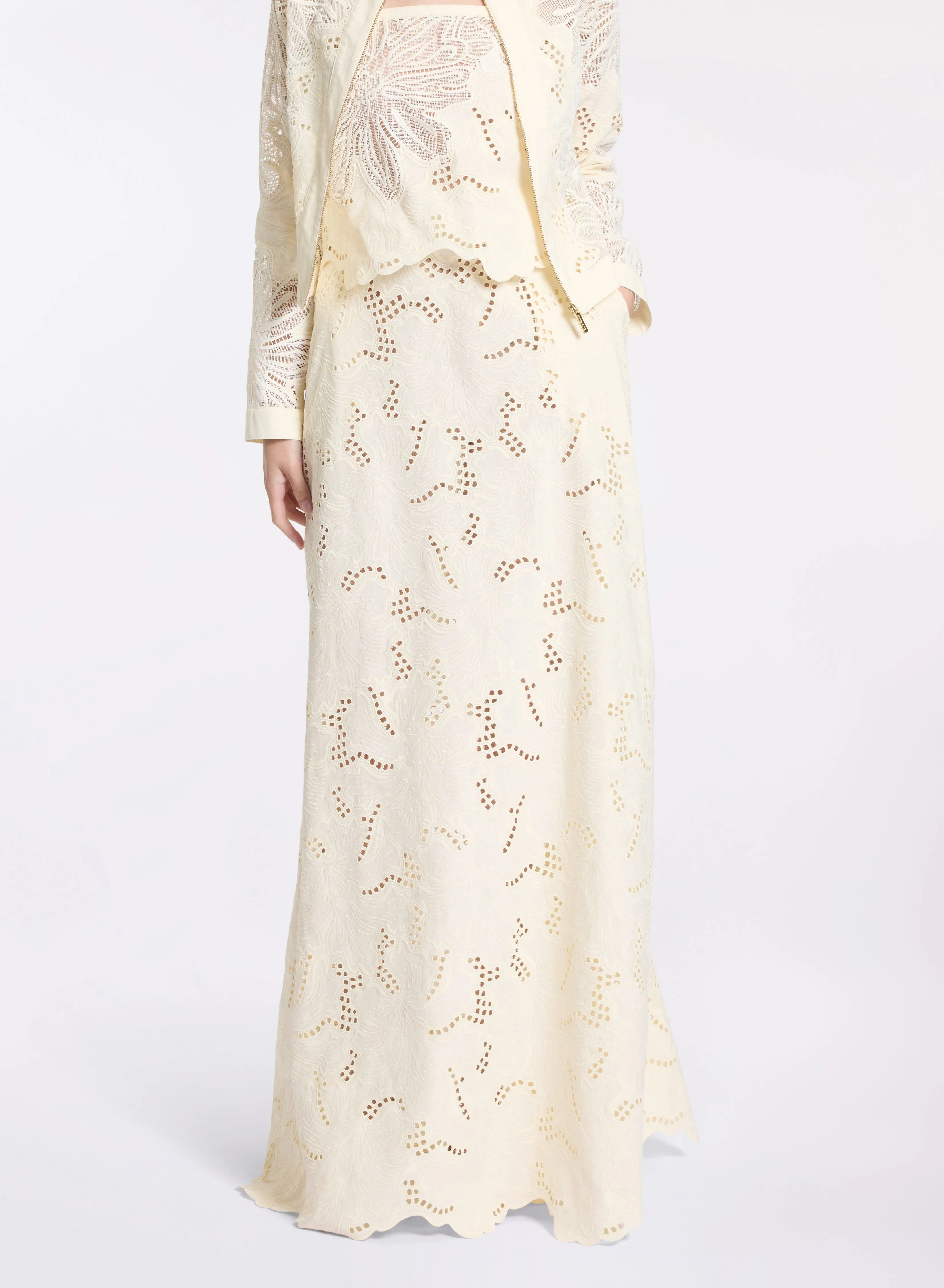 Cotton Embroidered Long Skirt