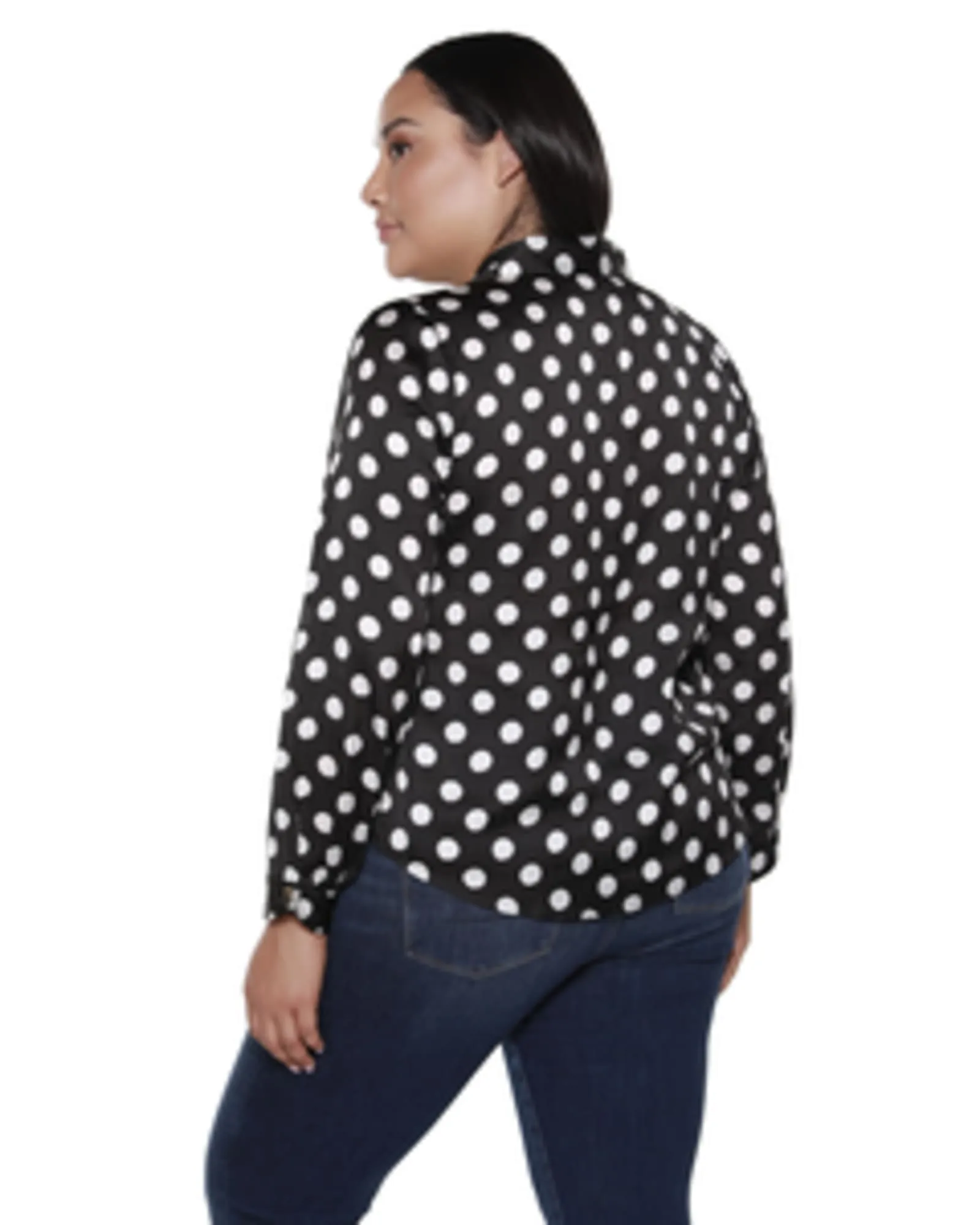 Delilah Button Up Polka Dot Top | BLACK/WHITE